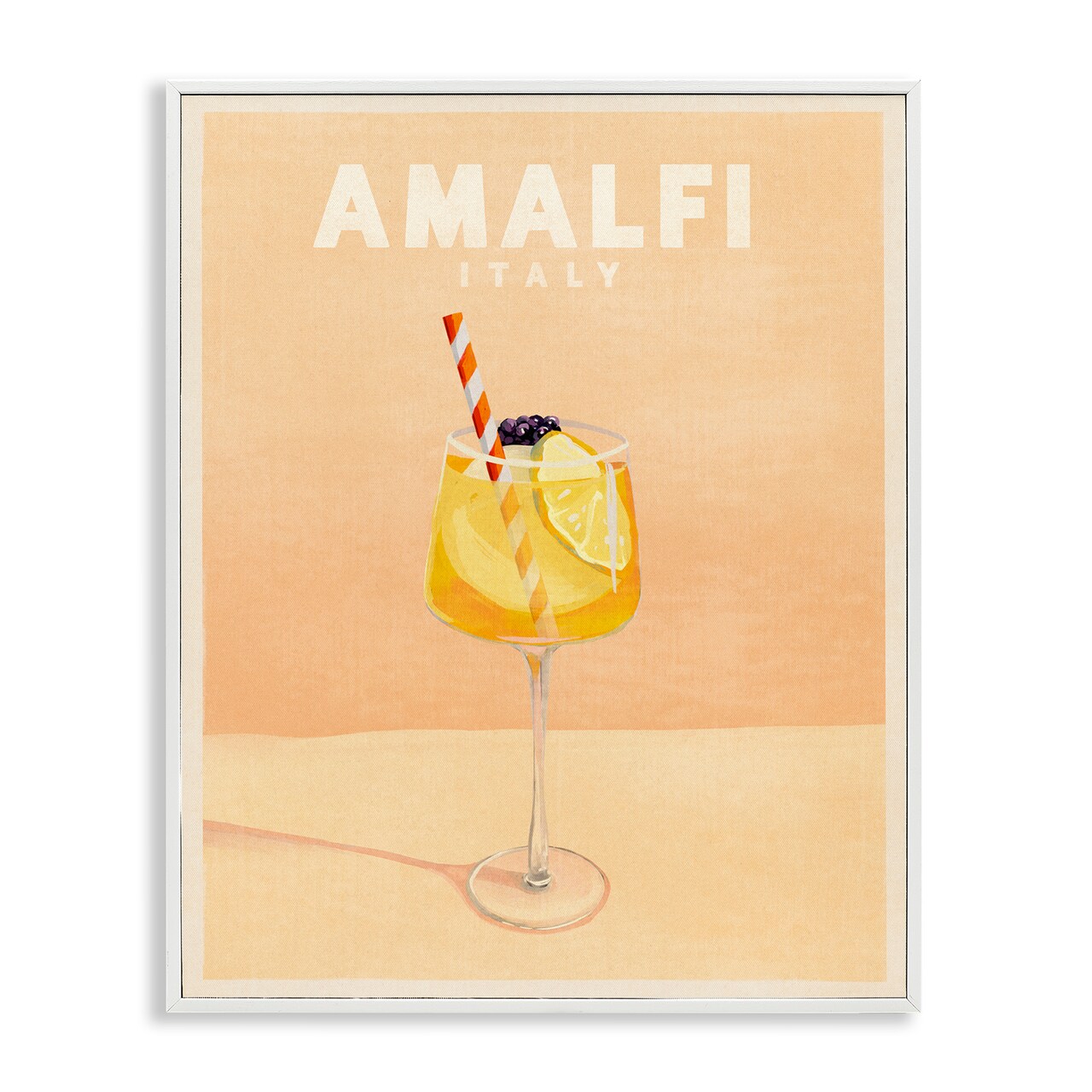 Stupell Industries Amalfi Italy with Cocktail Framed Giclee Wall Art Design by The Whiskey Ginger